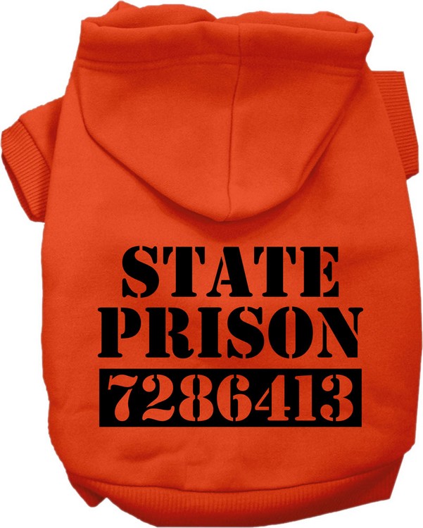 Inmate Costume Screen Print Dog Hoodie Orange Size 4X